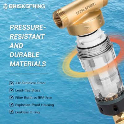 Filtro de sedimentos livre de BPA de 40 microns de rotação para baixo Prevenção de escamas e corrosão