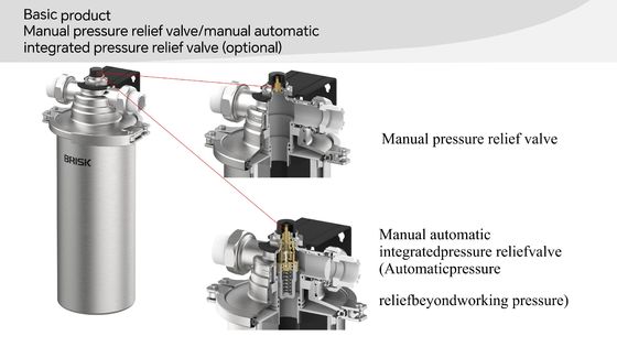 Pré-filtro de filtragem de 5 micrões de aço inoxidável com válvula de alívio de pressão manual