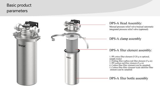 Pré-filtro de filtragem de 5 micrões de aço inoxidável com válvula de alívio de pressão manual