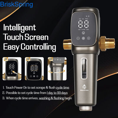 Prefiltro automático de refluxo prévio de sedimentos inteligente, pré-filtro de alto fluxo para entrada de água em casas, apartamentos e casas