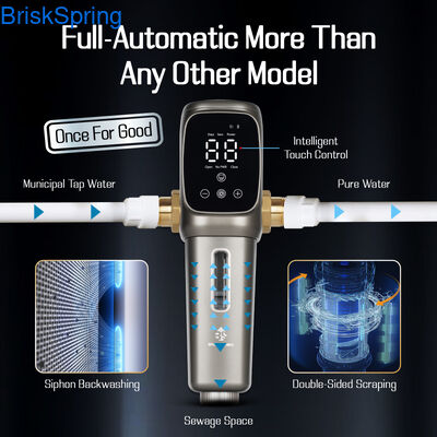 Prefiltro automático de refluxo prévio de sedimentos inteligente, pré-filtro de alto fluxo para entrada de água em casas, apartamentos e casas