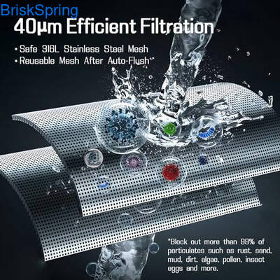 Pré-filtro de água com malha de aço inoxidável 316L certificado pela NSF, com vazão de 6T/h e controle tátil inteligente