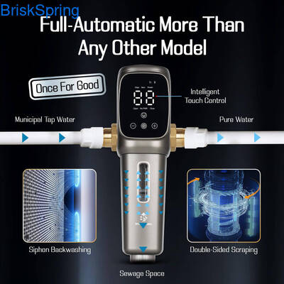 Pré-filtro de água com malha de aço inoxidável 316L certificado pela NSF, com vazão de 6T/h e controle tátil inteligente