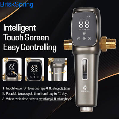 Pré-filtro de água com malha de aço inoxidável 316L certificado pela NSF, com vazão de 6T/h e controle tátil inteligente