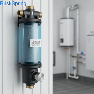 Pré-filtro de água giratório reutilizável totalmente automático de 40 mícrons para remoção de sedimentos de toda a casa