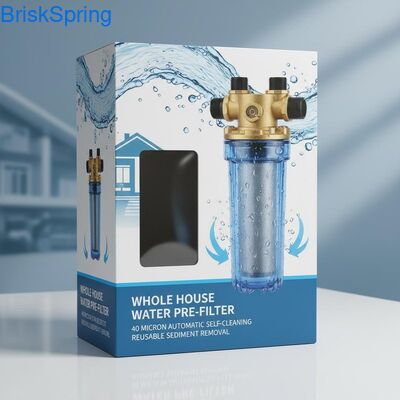 Pré-filtro de água giratório reutilizável totalmente automático de 40 mícrons para remoção de sedimentos de toda a casa