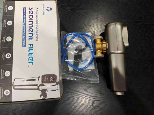 Prefiltro de água totalmente automático para toda a casa com filtragem de precisão de 40 microns e malha de aço inoxidável SUS 316L