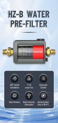 BriskSpring HZ-B-BS 40 Microns Prefiltro de sedimentos de toda a casa com malha de aço inoxidável SUS316L e 7 T/H de alta capacidade de fluxo