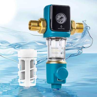 BPA Free Auto Flush 40 Micron Siphon Spin Down Pre Filter para Sistema de Água Doméstico com limpador de raspador integrado