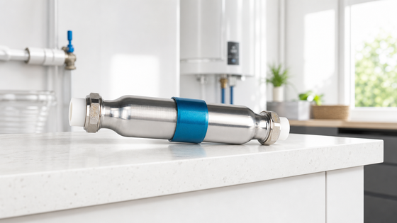 Descalorizador físico de água sem sal com design em linha compacto para controle de escala de toda a casa - sem necessidade de eletricidade