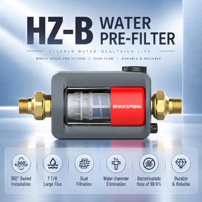 Filtro de água horizontal para toda a casa HZ-B, 40 mícrons, descarga manual, filtro de sedimentos 7T/H