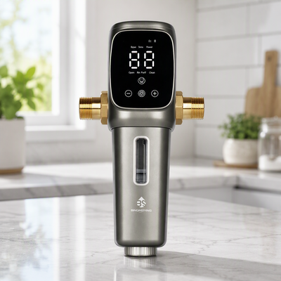 Prefiltro de água totalmente automático para toda a casa com malha de aço inoxidável SUS 316L