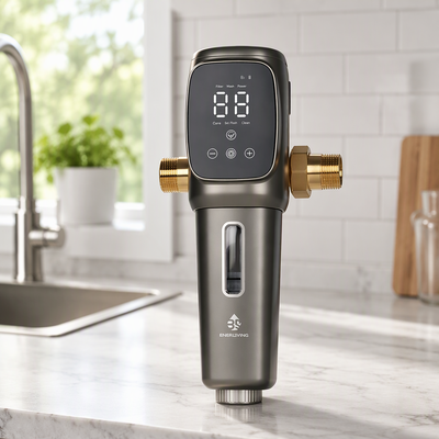 Prefiltro de água totalmente automático para toda a casa com filtragem de precisão de 40 microns e malha de aço inoxidável SUS 316L